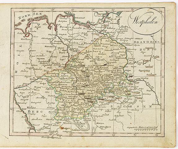 WALCH, J., Westphalen., antique map, old maps
