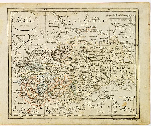 WALCH, J., Sachsen., antique map, old maps