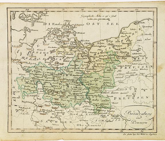 WALCH, J., Brandenburg und Pommern., antique map, old maps