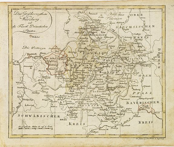 WALCH, J., Das Grossherzogthum Würzburg, und die Fûrst Primatischen Staaten., antique map, old maps