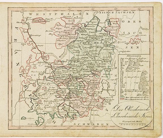 WALCH, J., Der Oberrheinische u. Churrheinische Kreis., antique map, old maps
