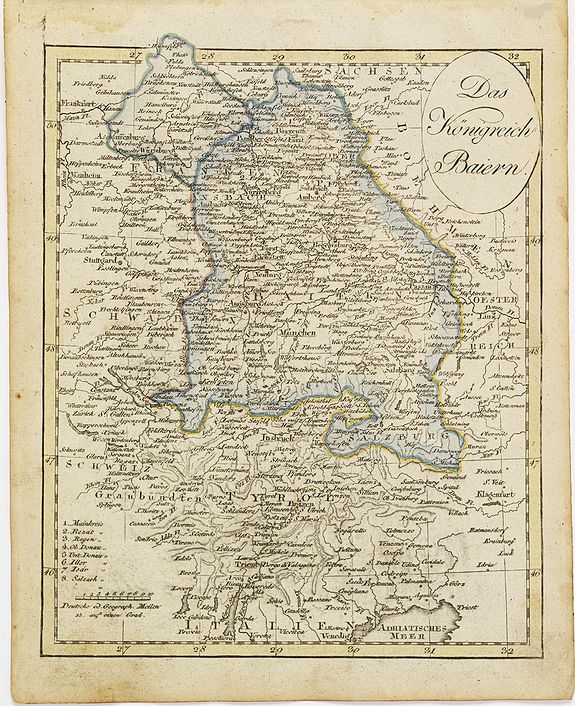WALCH, J., Das Königreich Baiern., antique map, old maps
