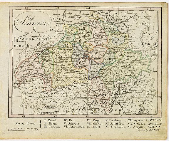 WALCH, J., Schweiz., antique map, old maps