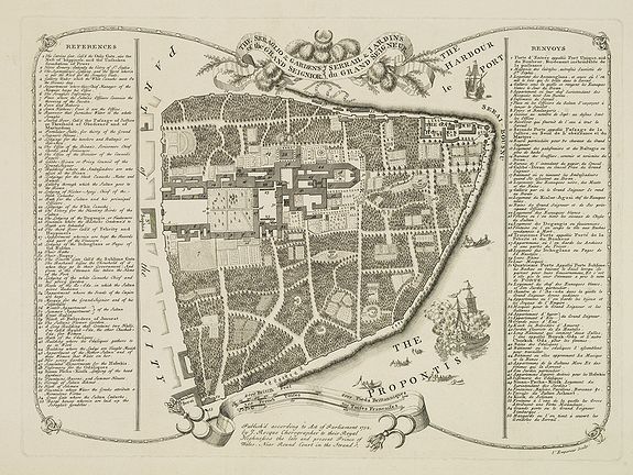ROCQUE, J., The Seraglio & Gardens of the Grand Seignior. / Serrail & Jardins du Grand Seigneur., antique map, old maps