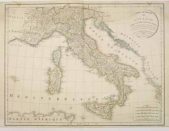 DELAMARCHE, C-F., Carte générale de l'Italie rédigée sur les observations les plus authentiques. . ., antique map, old maps