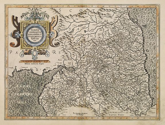 MERCATOR, G., Northumbria, cum Berlandia, et Dunelmensis Episcopatus., antique map, old maps