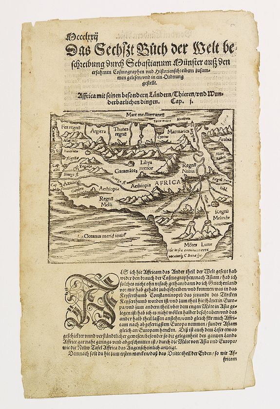 MÜNSTER, S, Affrica mit seinem befondern Landern Theiren und Wunderbarlichen Dingen., antique map, old maps