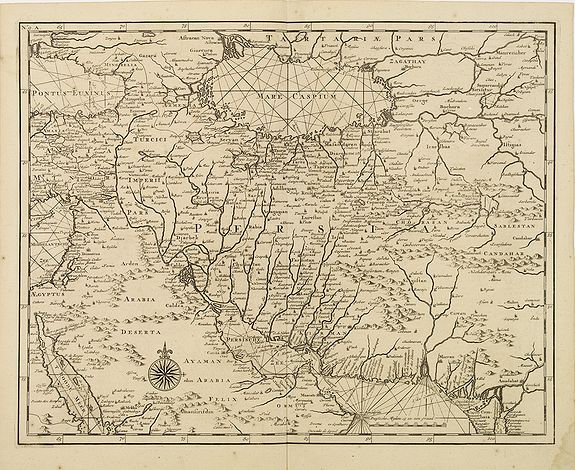 AA, P. VAN DER, Carte marine de la mer Caspienne avec toutes ses Bayes Rivieres et Havres, dressée sur les observations des plus habiles Navigateurs,. . ., antique map, old maps