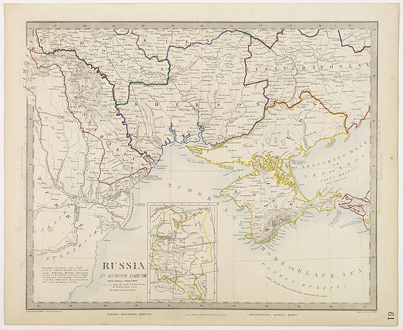 SDUK, Russia in Europe Part VIII with index map., antique map, old maps