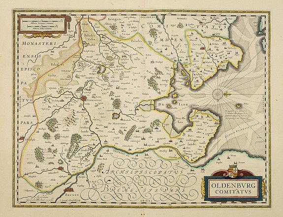 BLAEU, W., Oldenburg Comitatus., antique map, old maps
