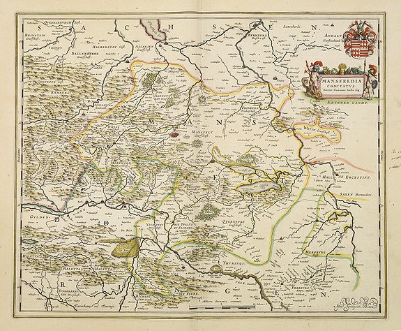 BLAEU, J., Mansfeldia Comitatus. . ., antique map, old maps