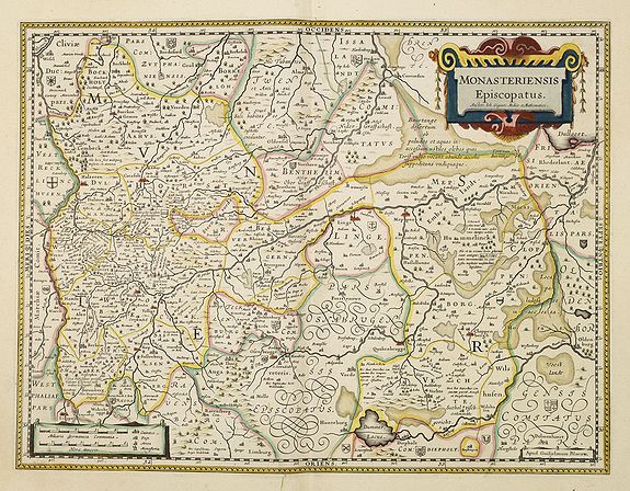 BLAEU, W., Monasteriensis Episcopatus., antique map, old maps