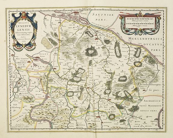 BLAEU, W., Ducatus Luneburgensis Adiacentiumque regionum delineatio. Auctore Johanne Mellingero., antique map, old maps