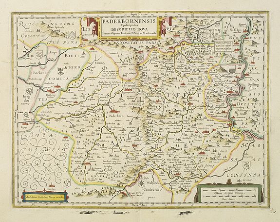 BLAEU, W., Paderbornensis Episscopatus Descriptio Nova., antique map, old maps