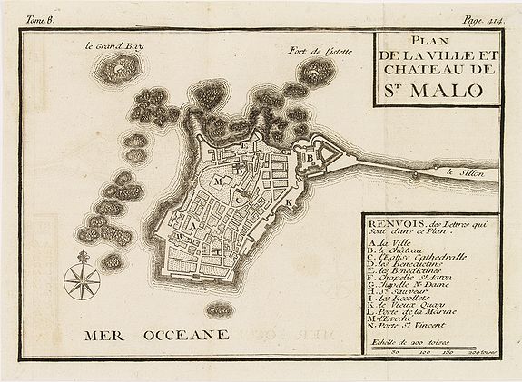 ANONYMOUS, Plan de la ville et château de St Malo, antique map, old maps