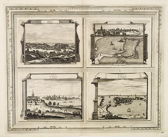 VAN DER AA, P., Brest, Profil de St. Malo, Autre vue de St. Malo en Bretagne., antique map, old maps