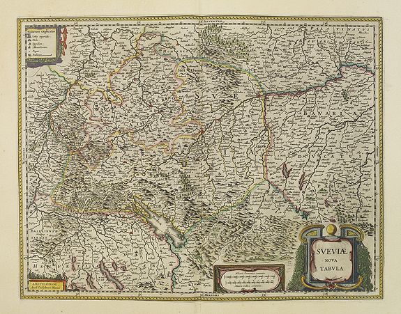 BLAEU, W., Sueviae nova tabula., antique map, old maps