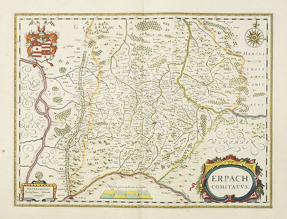 BLAEU, W., Erpach Comitatus., antique map, old maps