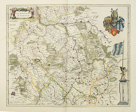 BLAEU, W., Palatinatus ad Rhenum., antique map, old maps