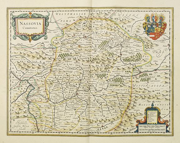 BLAEU, W., Nassovia Comitatus., antique map, old maps