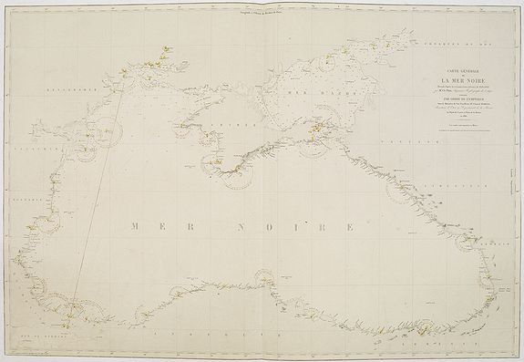 DÉPÔT GÉNÉRAL DE LA MARINE., Carte générale de la Mer Noire Dressée d'après les travaux russes . . ., antique map, old maps
