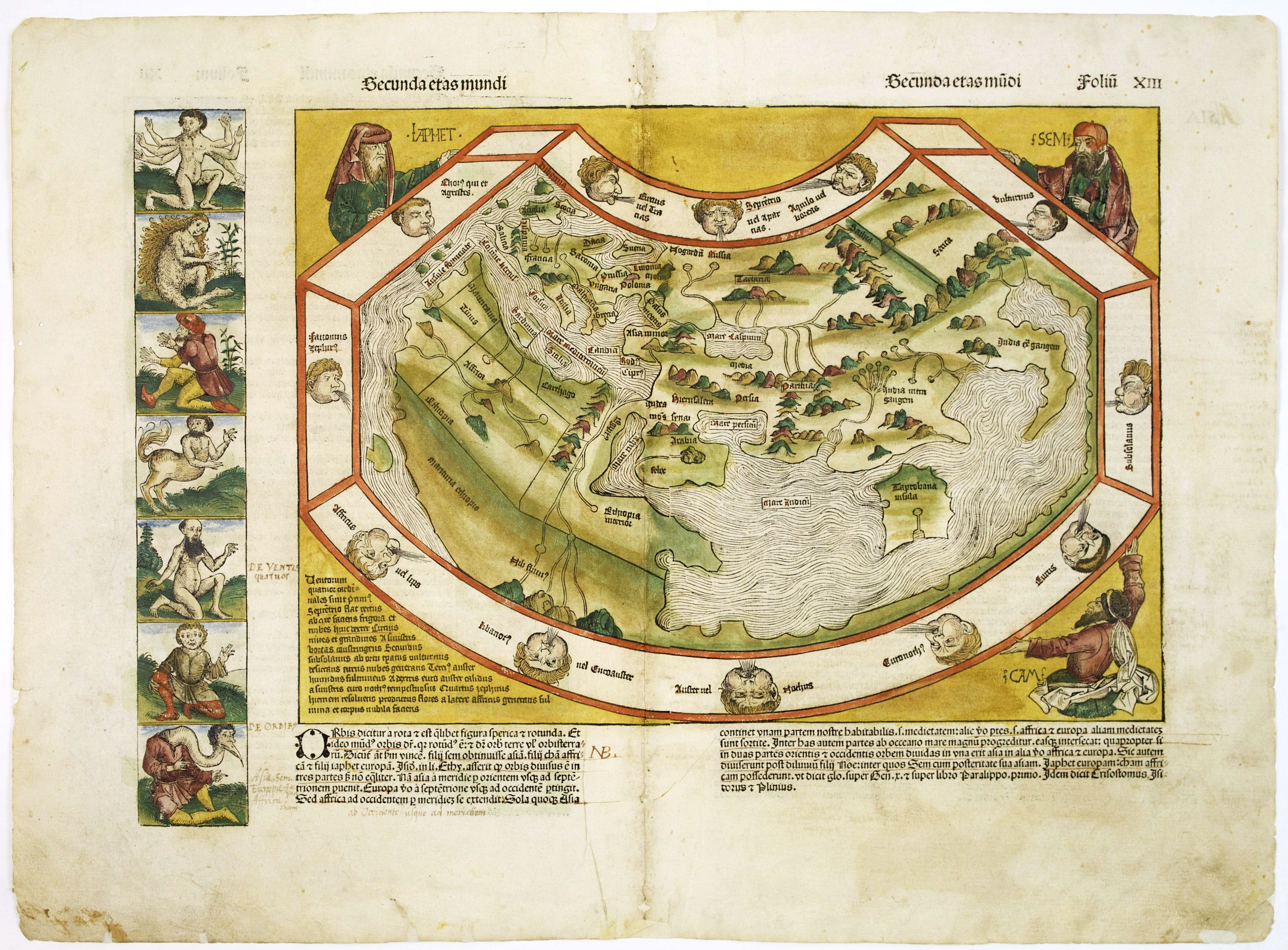 SCHEDEL, H., Secunda etas mundi. Folium XIII., antique map, old maps
