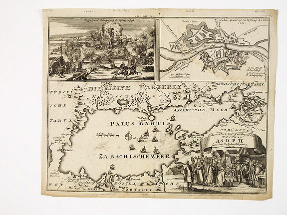 ANONYMOUS, Accurater Grundriss und gegend des vestung Asoph samt der Russischen Belagerung., antique map, old maps