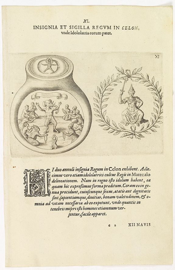 DE BRY, Th., XI. Insignia et Sigilla Regum in Celon., antique map, old maps