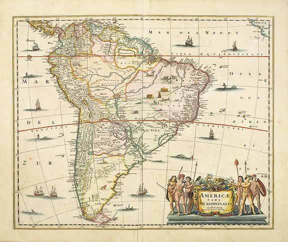JANSSONIUS, J., Americae Pars Meridionalis., antique map, old maps