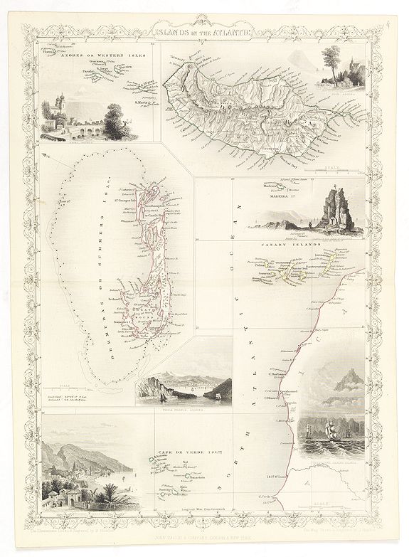 TALLIS, J., Islands in the Atlantic., antique map, old maps