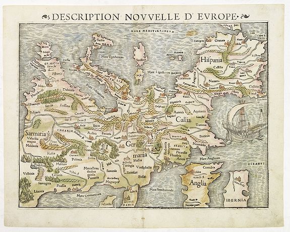 MÜNSTER, S., Description nouvelle d'Europe., antique map, old maps
