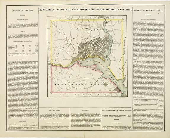 CARREY, H.C. / LEA, I., Geographical, statistical, and historical map of the district of Columbia., antique map, old maps