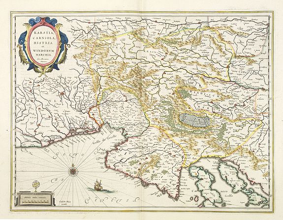 BLAEU, W., Karstia, Camiola, Histria et Windorum Marchia., antique map, old maps