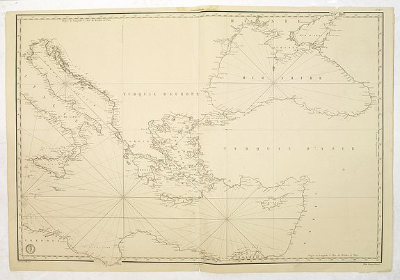 DEPOT GENERAL DE LA MARINE, (Chart centered on the Eastern Mediterranean and Black Sea.), antique map, old maps