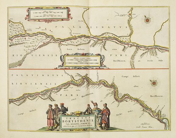 BLAEU, J., Tractus Borysthenis vulgo Dniepr et Niepr Dicti, à Bovzin . . ., antique map, old maps