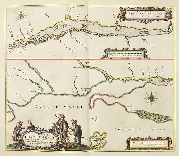 BLAEU, J., Tractus Borysthenis vulgo Dniepr et Niepr Dicti, à Chortika Ostro ad Urbem Oczakow . . ., antique map, old maps