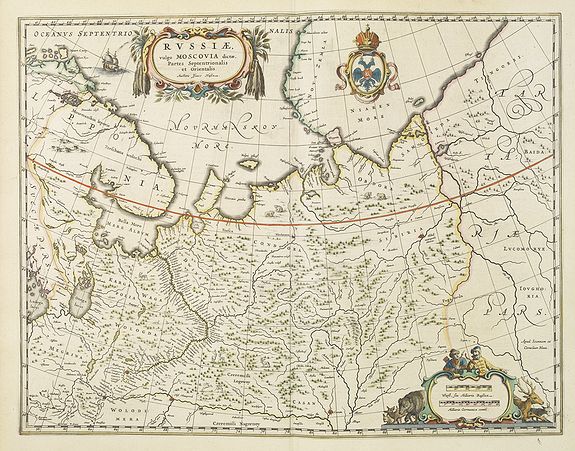 BLAEU, W., Russiae vulgo Moscovia dictae, partes, septentrionalis et orientalis., antique map, old maps