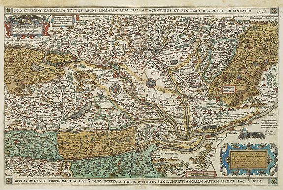 DOETECUM, J. van., Nova et recens emendata totius Regni Ungariae una cum adiacentibus et finitimis regionisbus delineatio., antique map, old maps