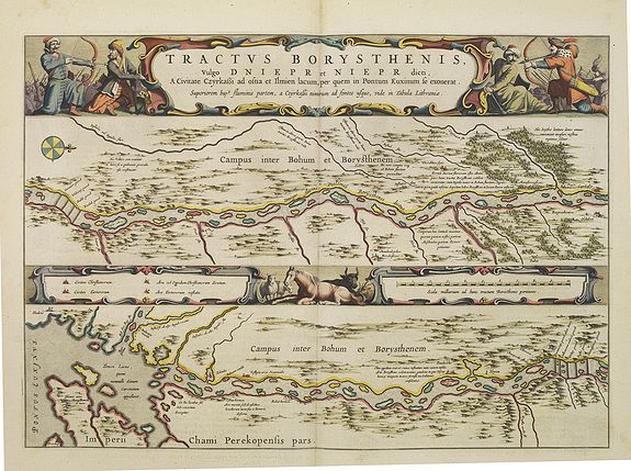 BLAEU, J., Tractus Borysthenis vulgo Dniepr et Niepr Dicti, A Civitate Czyrkassii as ostia et Ilmien lacum, per quem in Pontum Euxinium se exonerat . . ., antique map, old maps