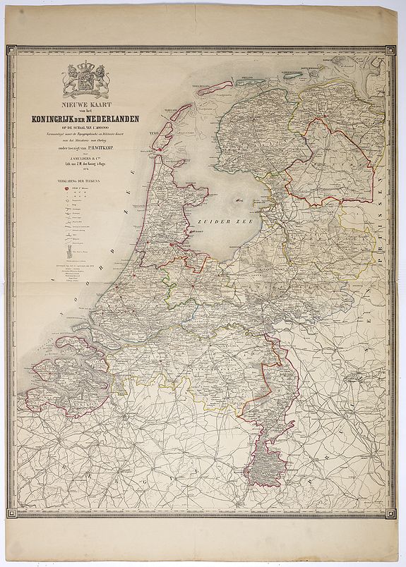 WITKAMP, P.H., Nieuwe kaart van het Koningrijk der Nederlanden. . ., antique map, old maps