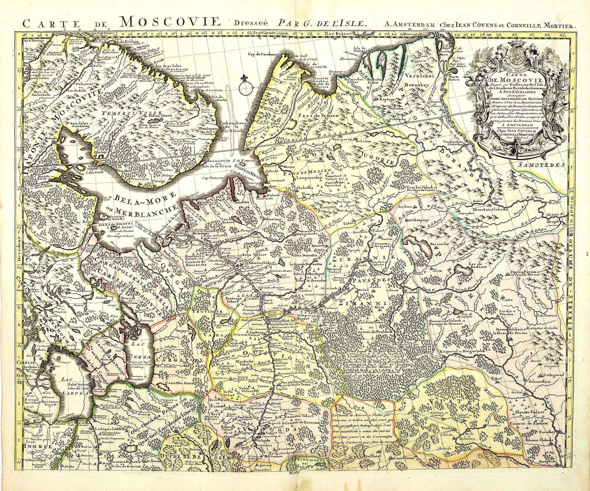 COVENS, J. / MORTIER, C., Carte de Moscovie dressée par G.De L\'Isle., antique map, old maps