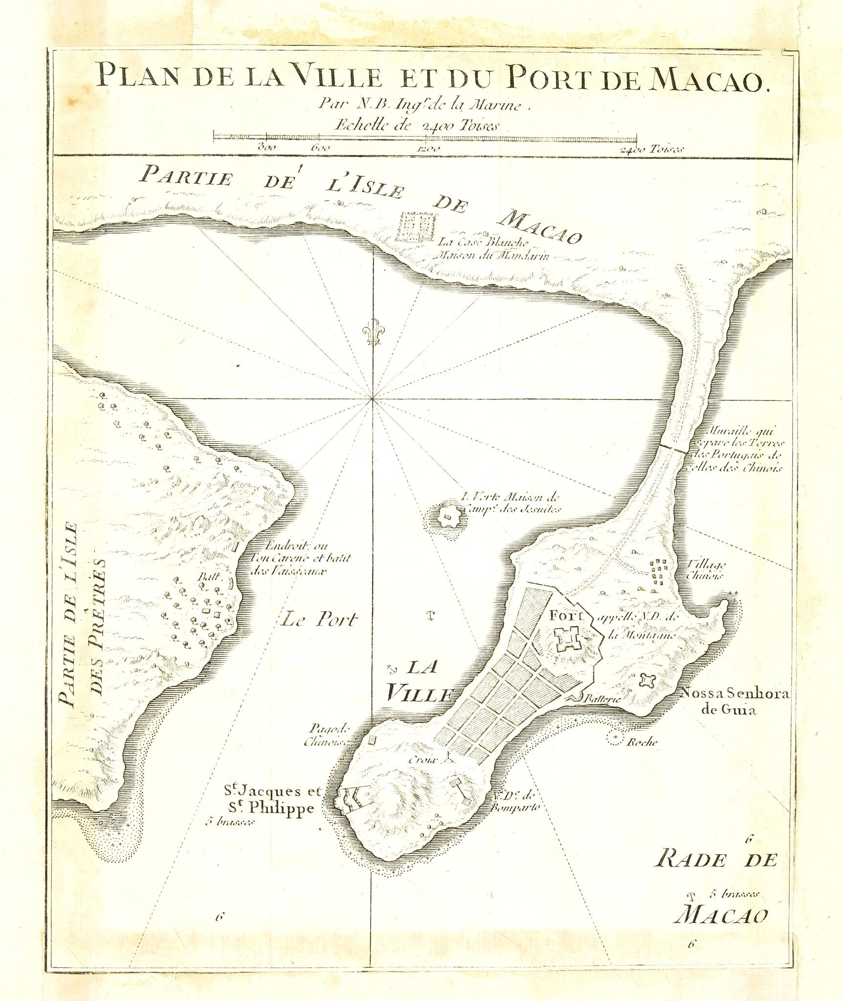 BELLIN, J.N., Plan de la ville et du port de Macao., antique map, old maps