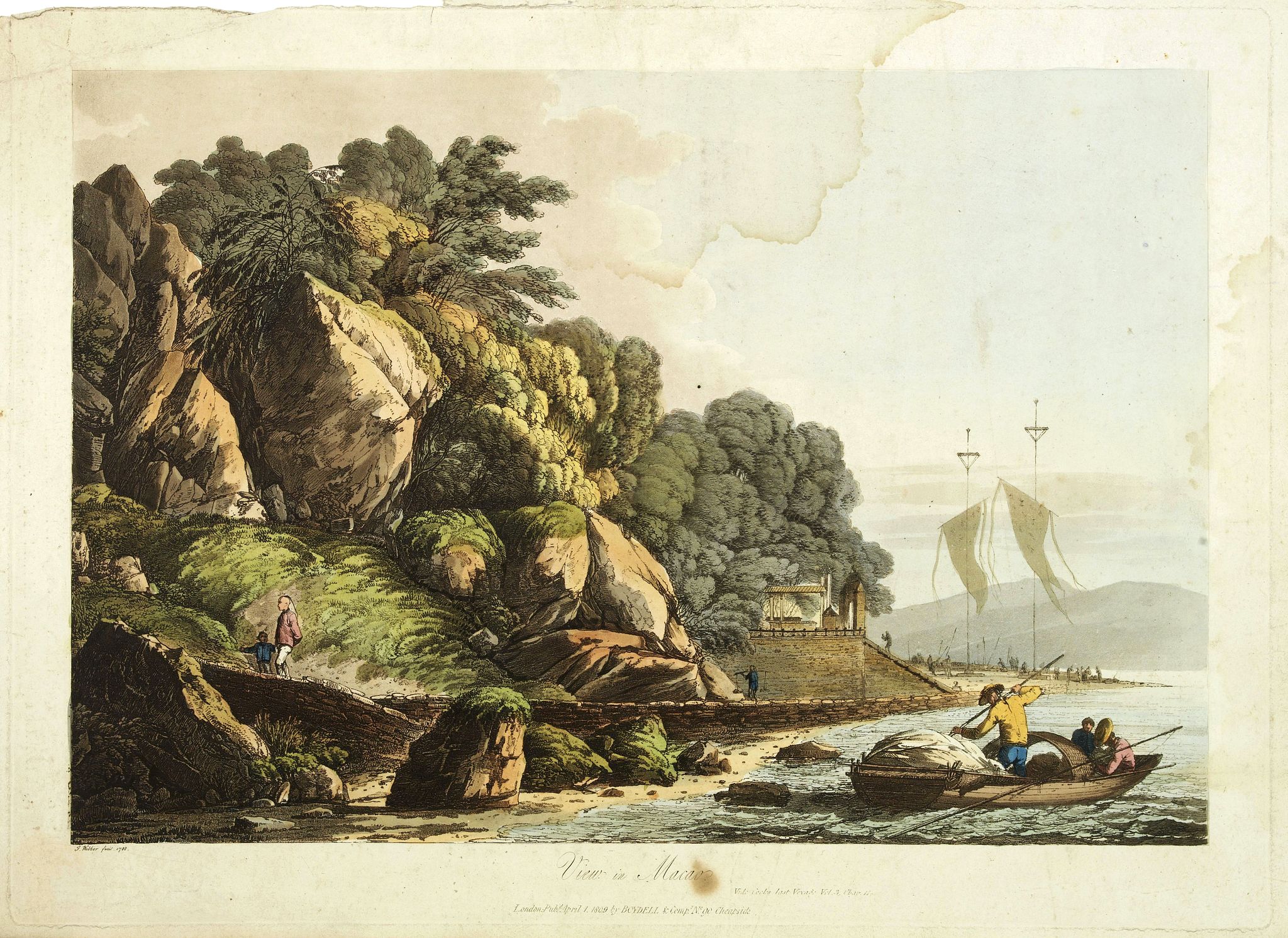 WEBBER, J., View in Macao., antique map, old maps