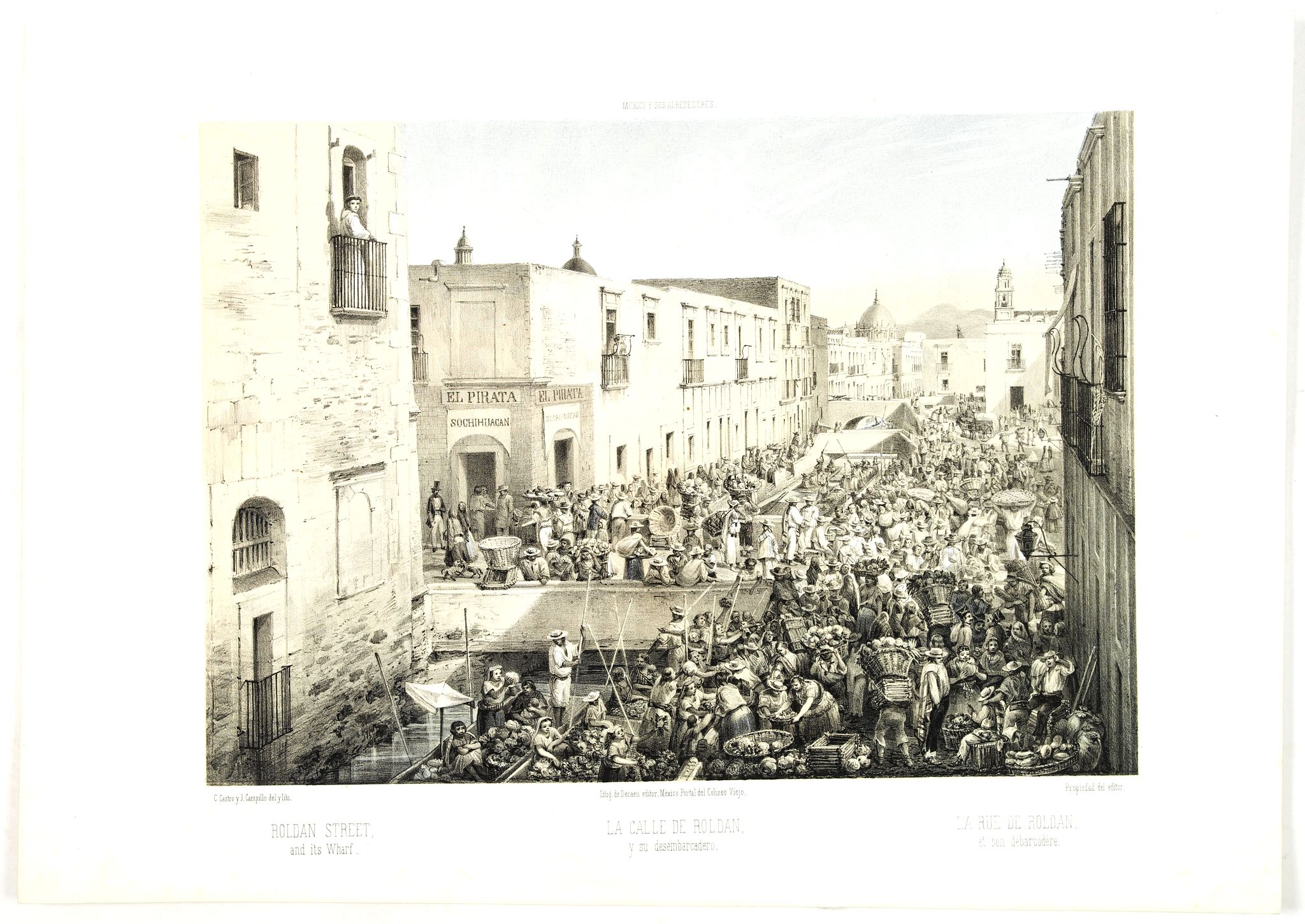 DECAEN, J. A. / CASTRO, C., Public square of Mexico. - Plaza de armas de México., antique map, old maps