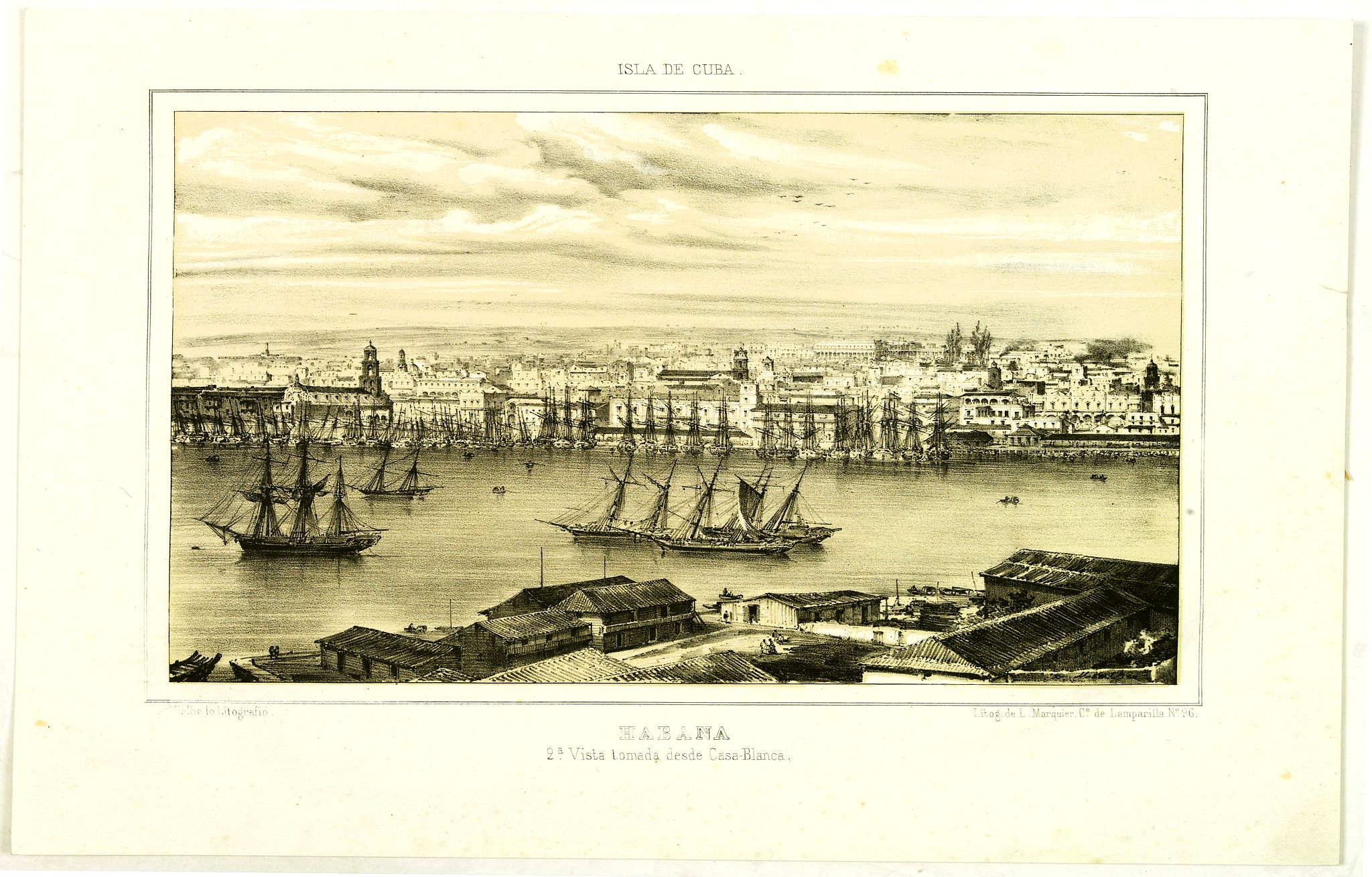 MIALHE, F., Habana. 2a Vista tomada desde Casa-Blanca., antique map, old maps