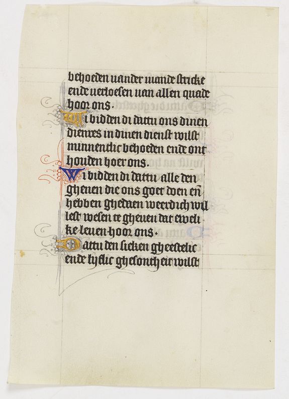 BOOK OF HOURS, Manuscript leaf on vellum from a Dutch Book of Hours., antique map, old maps