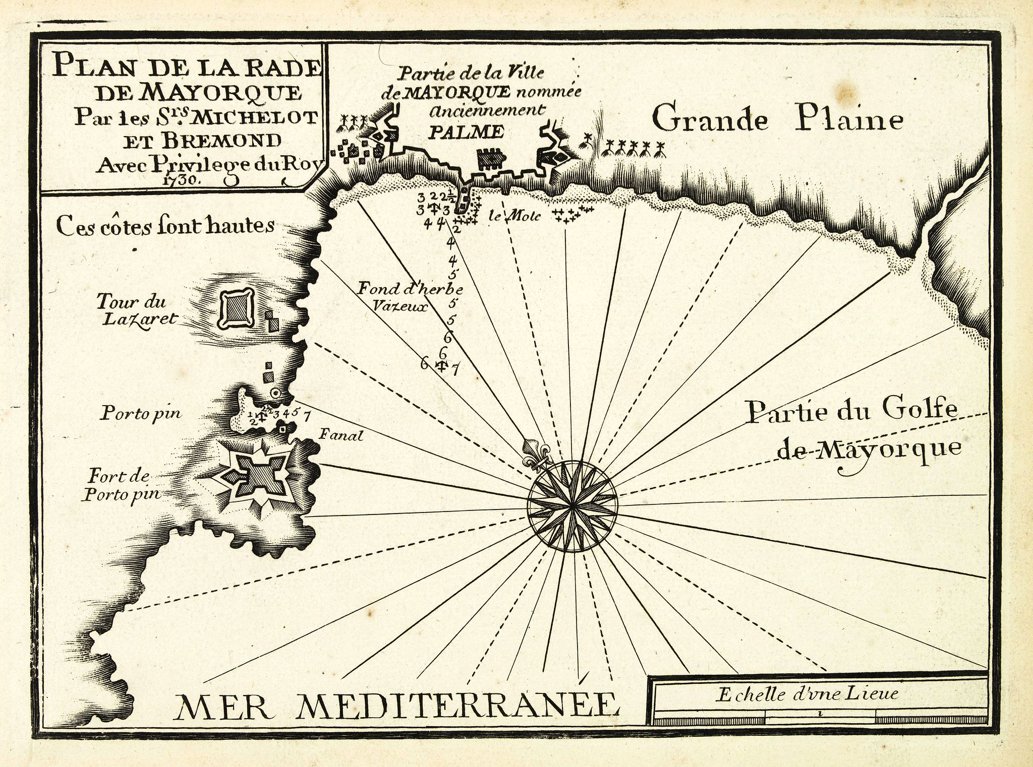 MICHELOT, H. / BREMOND, L., Plan de la Rade de Mayorque., antique map, old maps