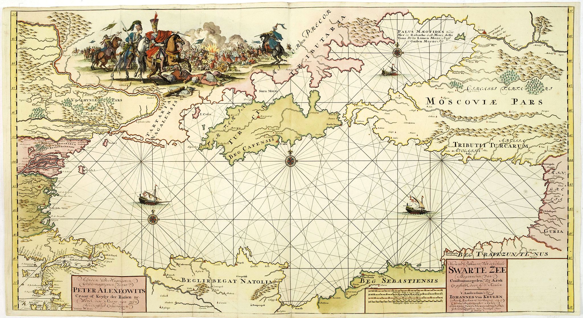 VAN KEULEN, J., Nieuwe Paskaart van de gehele Swarte Zee Beginnende van Constantinopolen tot Azak opgestelt door G: van Keulen. . ., antique map, old maps