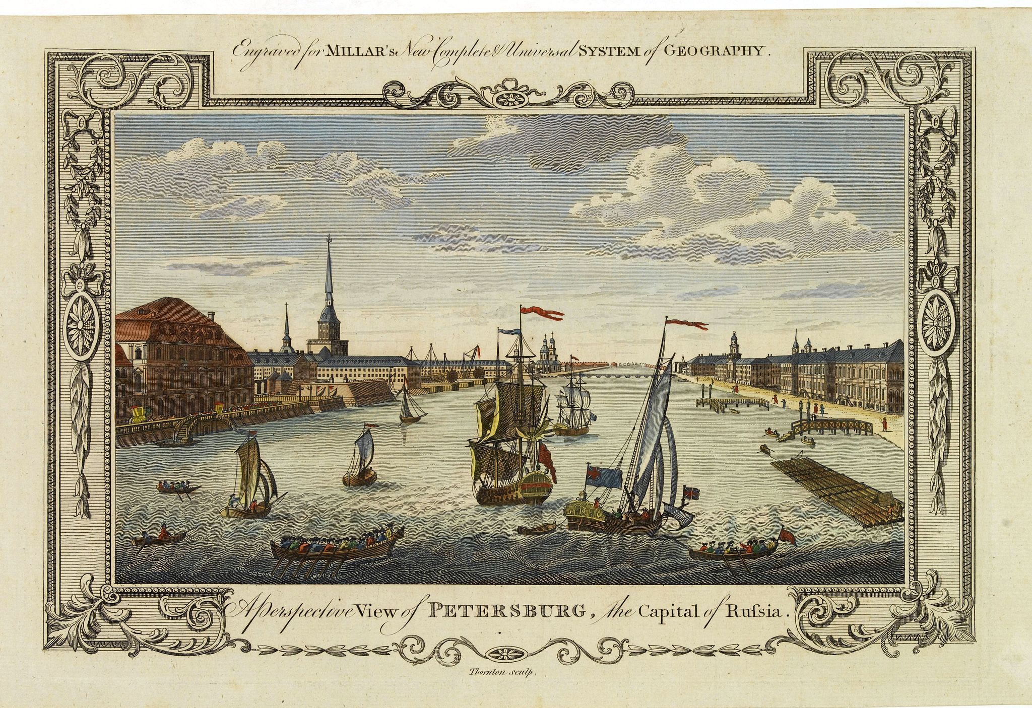 MILLAR, G.H., A perspective view of Petersburg, the capital of Russia., antique map, old maps