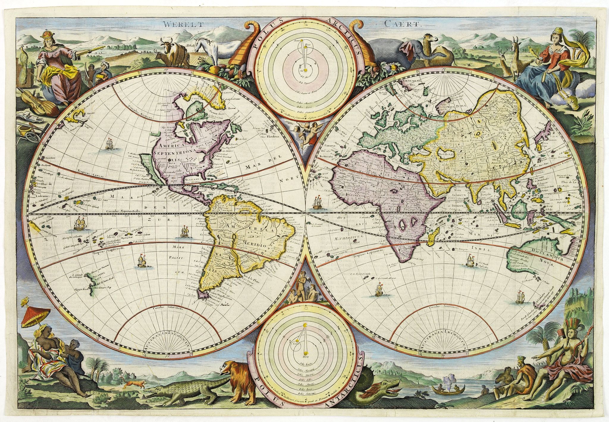 STOOPENDAAL, D., Werelt Caert. . ., antique map, old maps